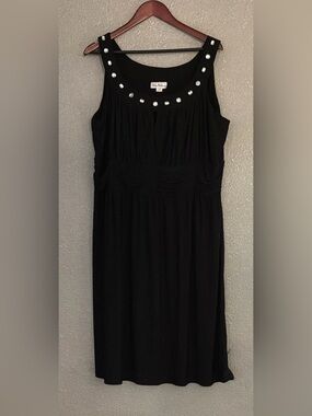 Olivia Matthews Black Midi Dress with Decorative Gems